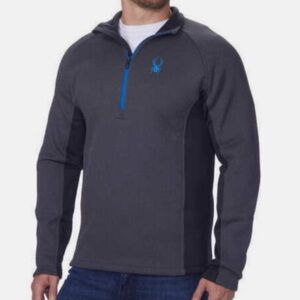 NWOT SPYDER OUTBOUND HEAVYWEIGHT GRAY & BLACK 1/2 ZIP LONG SLEEVE PULLOVER LARGE